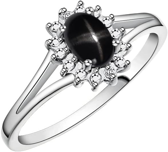 Rylos 14K White Gold Classic Halo Ring: Diamonds, 6X4MM Oval Gemstone - Birthstone Jewelry for Women - Stunning Diamond Gold Ring Sizes 5-10