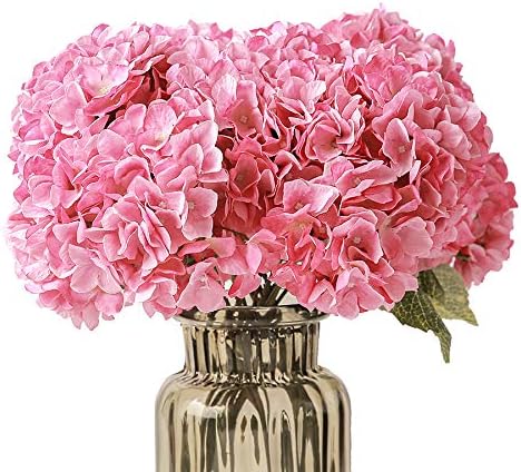 Kimura's Cabin 2Bouquets Pink Fake Hydrangea Flowers Artificial Silk Hydrangeas Bouquets 10Heads for Home Table Centerpieces Wedding Festival Party Decoration (Pink, Pack of 2