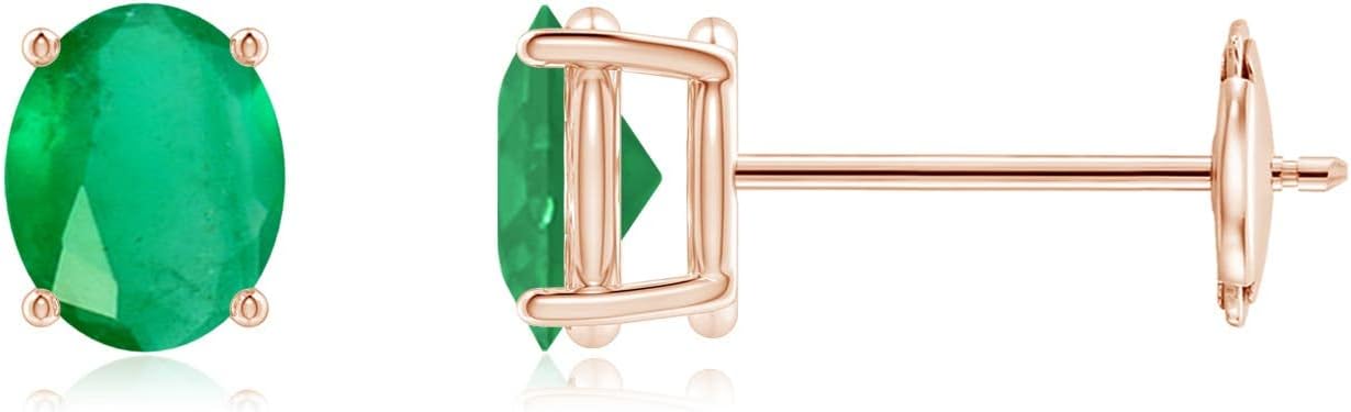 ANGARA Natural Emerald Earrings for Women | Oval Shape Emerald Classic Earrings in 14K Solid Gold/Platinum | May Birthday, Anniversary, Gemstone Jewellery Gift