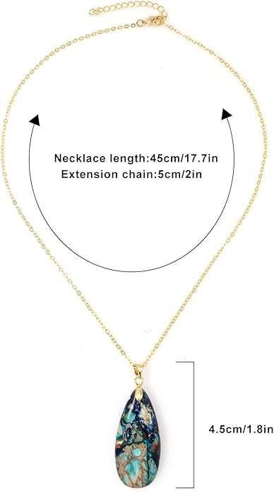 Stone Necklaces for Women Teardrop Gemstone Pendant Necklace Natural Stone Chain Necklaces