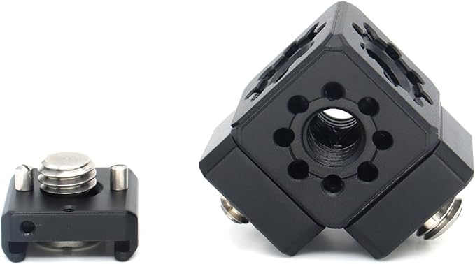 Camera Hot Shoe Extension Bracket Cold Shoe Mounts for Camera Cage Tripod Magic Arm Microphone LED Video Light, Shoe Mount Holder with 1/4'' 3/8'' Arri Thread and Arri-locating Hole