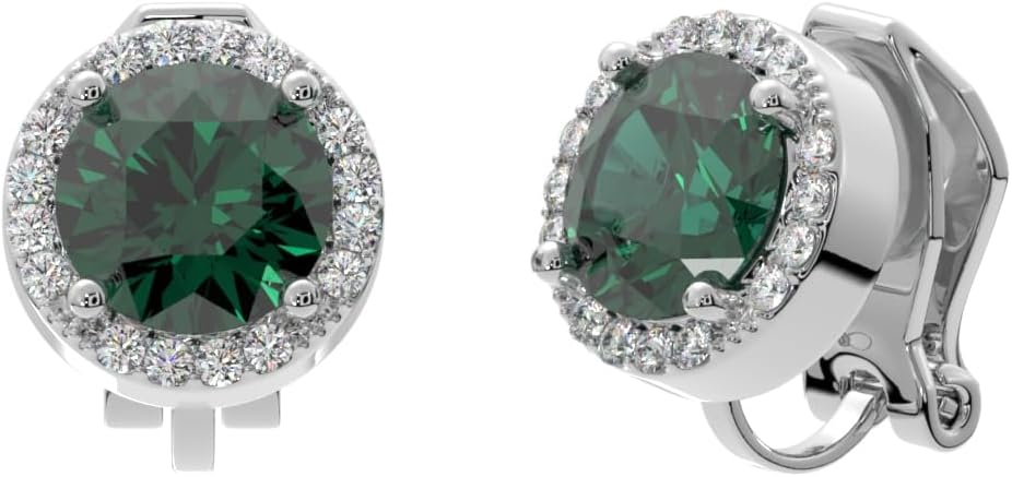Aloha Earrings Round Halo Crystal Clip On Stud Earrings