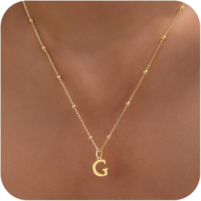 Valentines Gifts for Her Women - Initial Necklaces for Women Dainty 14k Gold Plated A-Z Letter Pendant Name Necklaces Cute Charm Choker Fashion Accessories Non Tarnish Trendy Jewelry Gift