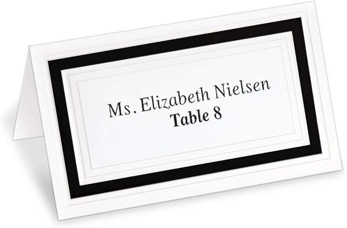 PaperDirect White Cover Stock Place Cards with Black Foil Border, 200-Pack