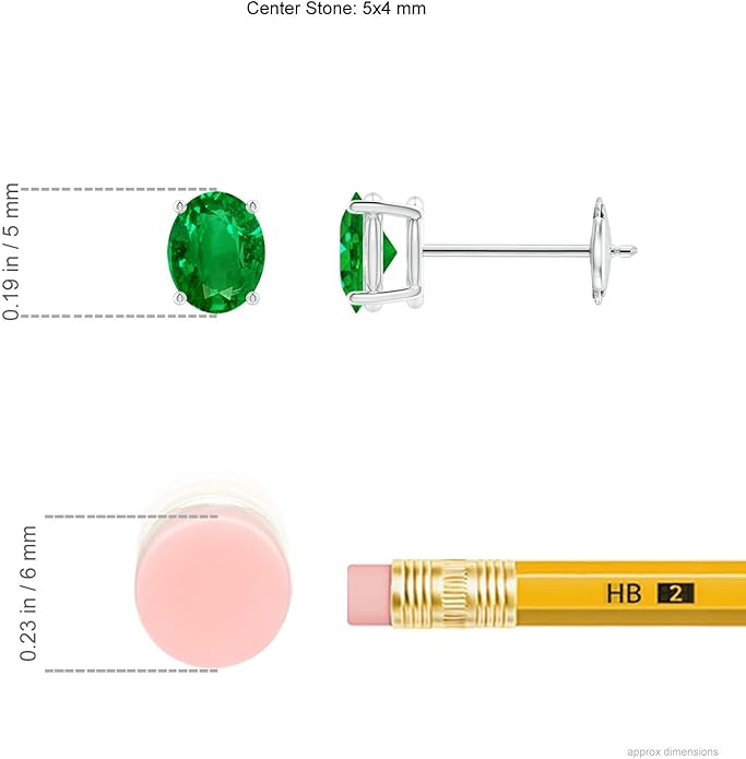 ANGARA Natural Emerald Earrings for Women | Oval Shape Emerald Classic Earrings in 14K Solid Gold/Platinum | May Birthday, Anniversary, Gemstone Jewellery Gift