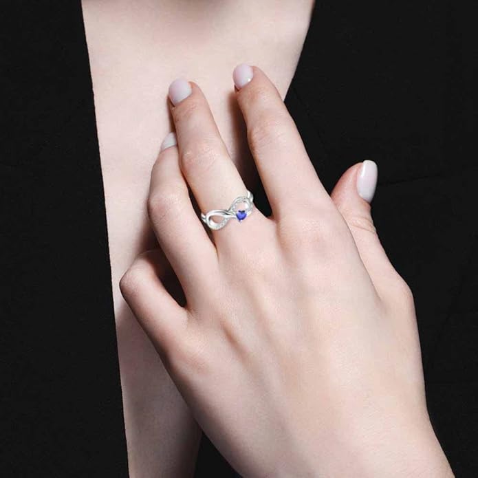 STARCHENIE Infinity Promise Ring 925 Sterling Silver Angel Wings Heart Ring for Women Size 5-10