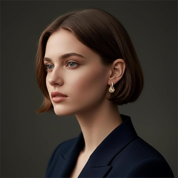 14K Gold Plated Hoop Earrings for Women Gold Plated Earrings for Women Gold Knot Earring for Womens Hoops Hypoallergenic Rotating Love Knot Design Dainty Dangle Drop Earring