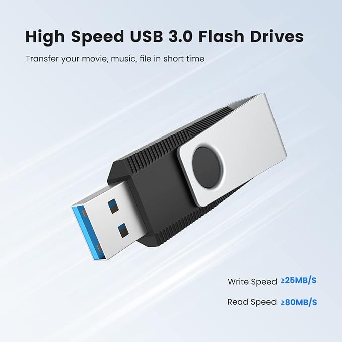 Aiibe 128GB USB 3.0 Flash Drive 5 Pack - 128GB Thumb Drive Multi Pack (128G, 5 Mixed Colors: Black, Red, Cyan, Green, Purple)