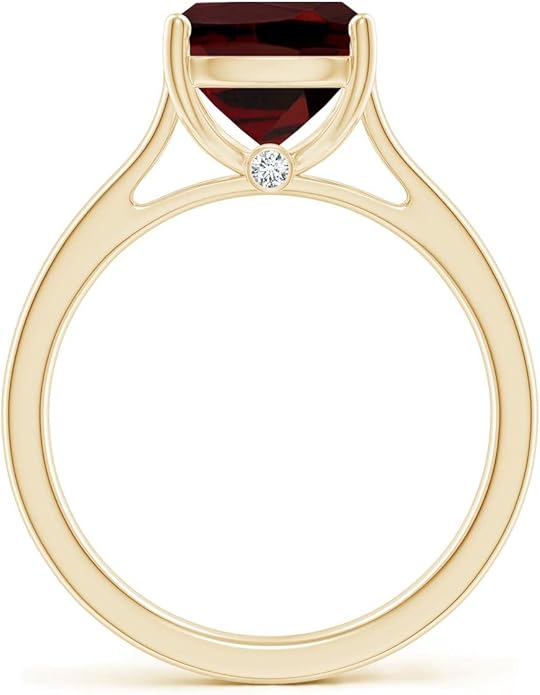 Angara Cushion Garnet Solitaire Ring in Sterling Silver/14K Solid Gold/Platinum | Natural Garnet Solitaire Ring for Women | January Birthday, Anniversary, Gemstone Jewelry Gift