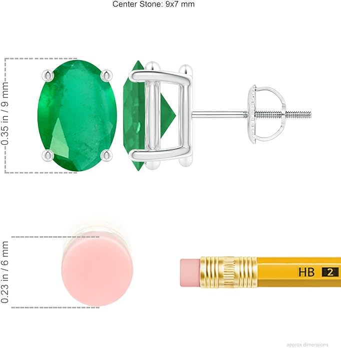 ANGARA Natural Emerald Earrings for Women | Oval Shape Emerald Classic Earrings in 14K Solid Gold/Platinum | May Birthday, Anniversary, Gemstone Jewellery Gift