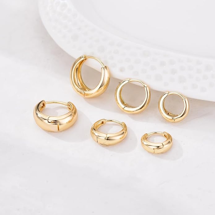 9 Pairs Chunky Gold Earrings Set for Women Trendy Lightweight Gold Plated Hoop Earrings Hypoallergenic Jewelry