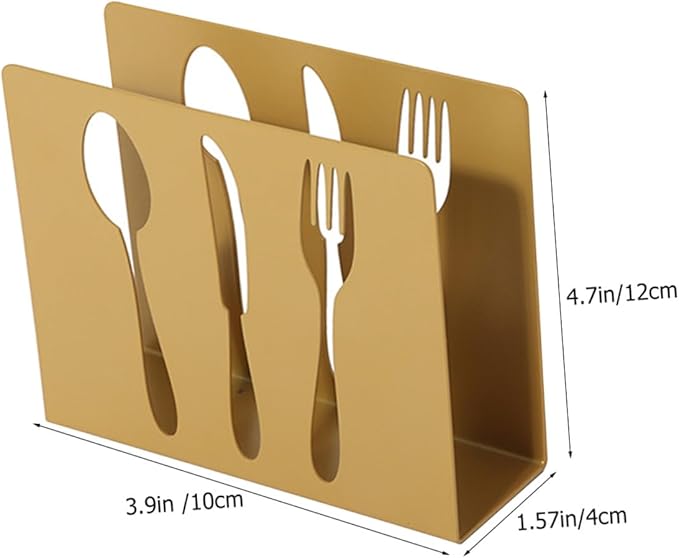 Homoyoyo Freestanding Metal Napkin Stand with Hollow Square Design Household Napkin Organizer Smooth Edges Compact Kitchen and Dining Table Decor