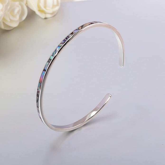CiNily Womens Cuff Bracelet,Opal Bangle Bracelets Gold Plated Hypoallergenic Ladies Gemstone Open Cuff Bangle Bracelet