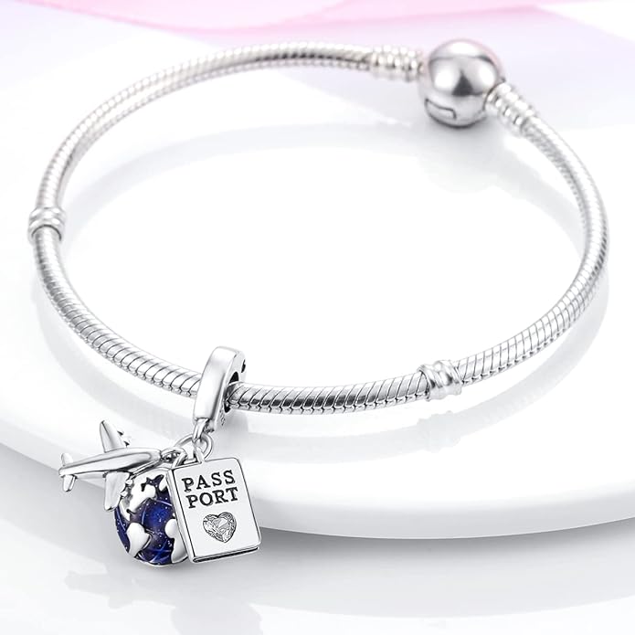 MULA 925 Sterling Silver Charms for Bracelets and Necklaces Airplane Passport Dangle Pendants Beads Butterfly Dragonfly Charms Jewelry Charm for Women