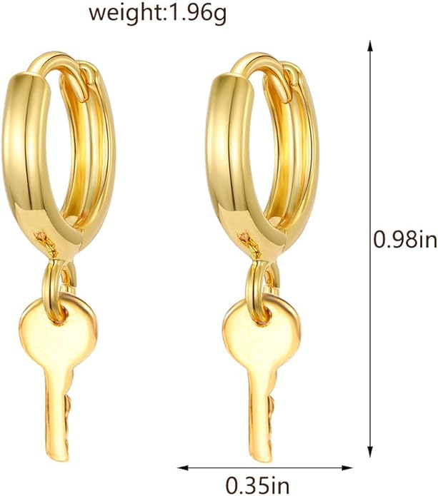 XYJZXY Gold Huggie Small Hoop Earrings with Charm Personalized Snake/Evil Eye/Star/Cross/Lock/Key 18k Gold Plated Crystal Drop Dangle Earrings for Women
