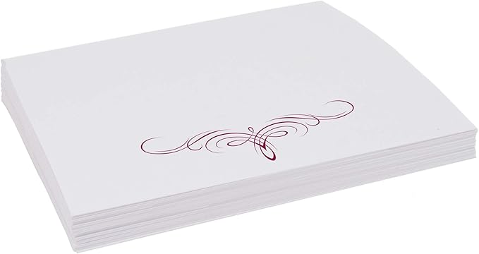 Decadent Flourish Place Cards, Burgundy (Choose Color), Set of 150, Pre-cut and Scored - Wedding, Party, Dinner, and Special Events - Made in the USA