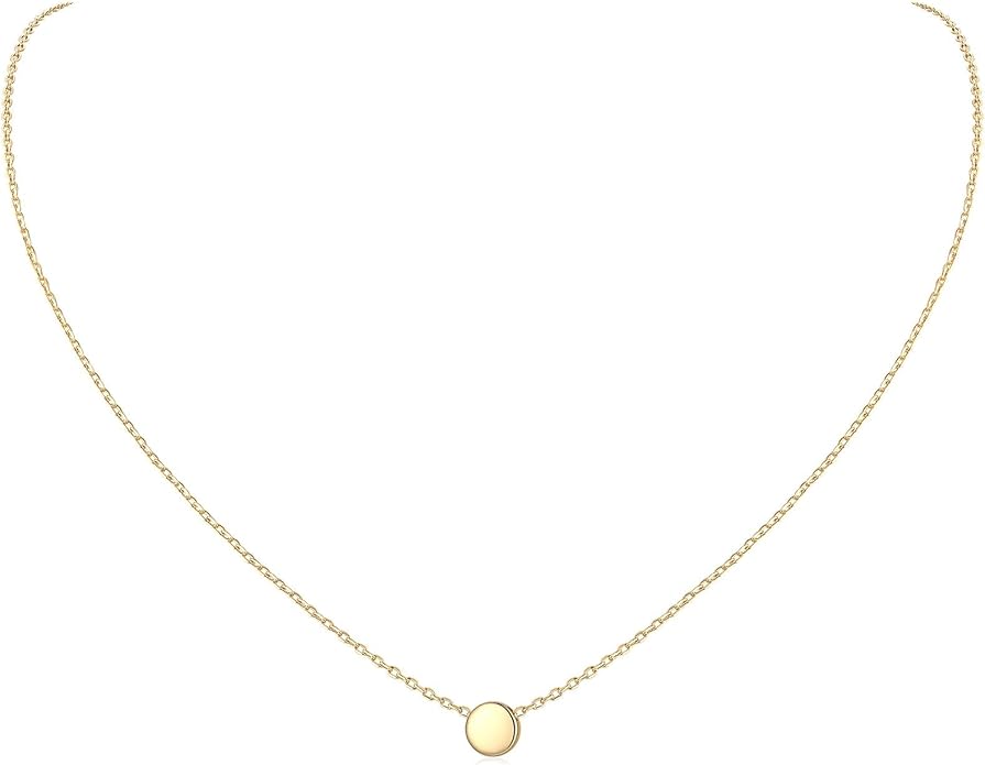 ChicSilver Personalized 925 Sterling Silver Dainty Small Heart/Star/Moon/Dot/Triangle Pendant Necklace for Women, Silver/Gold/Rose Gold/Black (with Gift Box)