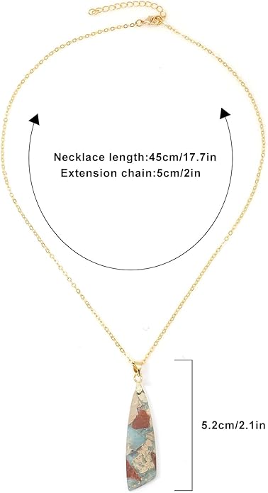 Nature Stone Necklaces for Women Boho Pendant Necklace 18K Gold Chain Necklaces