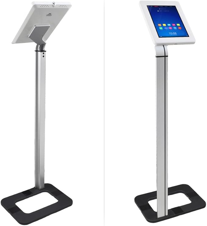 Pyle Tablet Metal Security Stand Holder, Adjustable Clamp-Style Arm, Fits iPad and Other Tablets, Works with Key, Anti-Theft Design, Floor Standing, 7.4" x 10.2"