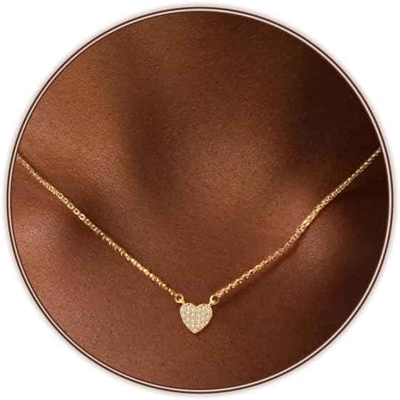Cute Heart Necklace for Women Gold/Silver Plated Heart Pendant Choker Necklaces Tendy Love Heart Chain Necklace Dainty Gold/Silver Necklace Jewelry Gifts for Women