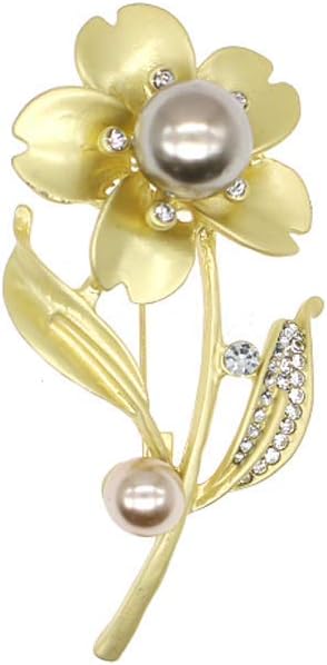 Crystal Pearl Flower Brooches Pins Fashion Beautiful Created Rhinestone Floral Brooch Good Idea for Party Dance Wedding Banquet for Elegant Women Girl