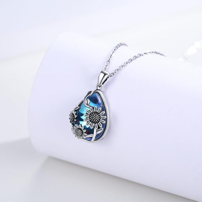 JUSTKIDSTOY Moonstone Necklace 925 Sterling Silver Teardrop Pendant Necklace Jewelry Gifts for Women Girls