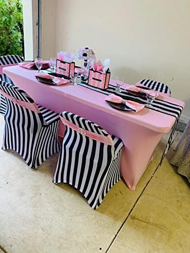 FORLIFE Fitted Spandex Table Covers, 6ft Rectangular - Universal Stretch Tablecloth for Wedding, Banquet, Party (Pink)