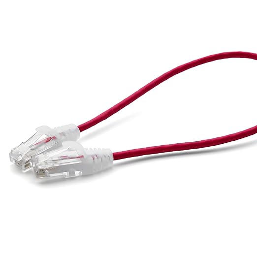 TRUECABLE Cat6 Component Rated Patch Cable, Unshielded (U/UTP), 1ft, Red, 28AWG Solid Copper, Snagless 10G High-Speed Ethernet Cable, PoE++ 4PPoE 100W, UL Listed, RoHS-3, 1 Pack