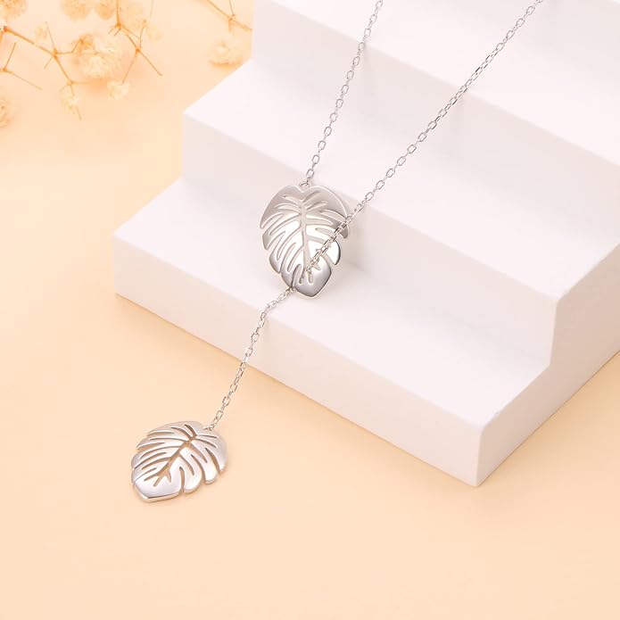 Long Necklace Sterling Silver Larait Bar Y Lariat Long Chain Drop Adjustable Necklace Gift for Her, 30"