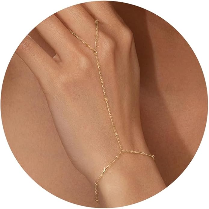 adoyi Valentines Day Gifts for Her Gold Bracelets for Women, 14K Gold Plated Stackable Bracelet Stack Set Adjustable Charm Paperclip Chain Cuban Link Layered Waterproof Jewelry Sets Gifts for Womens
