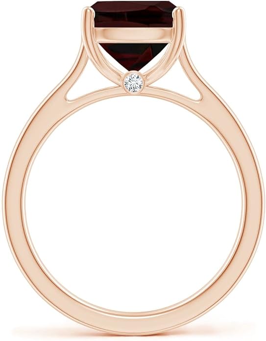 Angara Cushion Garnet Solitaire Ring in Sterling Silver/14K Solid Gold/Platinum | Natural Garnet Solitaire Ring for Women | January Birthday, Anniversary, Gemstone Jewelry Gift