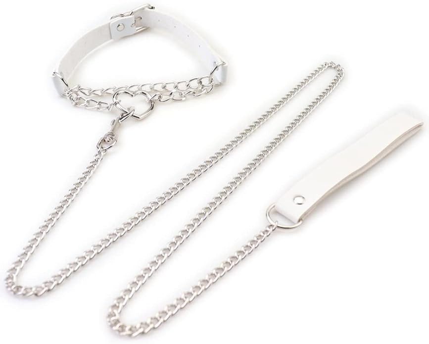 Harajuku Peach Heart Choker Punk Hauling Chain PU Leather Collar Gothic Necklace NightClub Goth Leash Belts