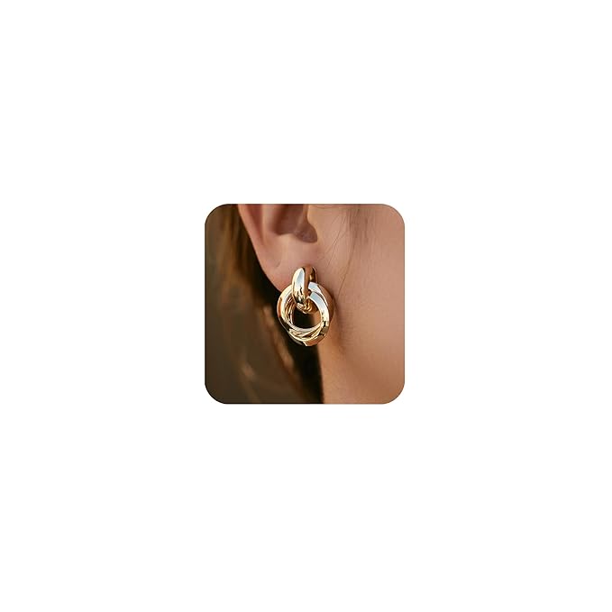 Chunky Statement Earrings for Women Knot Link Circle Geometric Drop Dangle Earrings Studs Trendy Jewelry