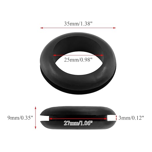 12 Pcs Rubber Grommets, 0.98" Inside Diameter 1" Drill Hole Rubber Wire Grommets O Ring Grommets for Wire, Firewall, Cables, Plugs, Automotive