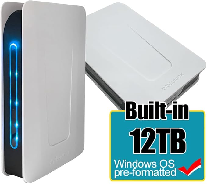 Avolusion PRO-T5 Series USB 3.0 External Hard Drive for WindowsOS Desktop PC/Laptop (White) (12TB) (Renewed)