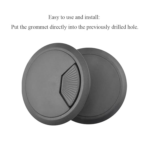 HAHIYO 2Pcs 3.15Inch/80mm Black ABS Plastic Sector-Shaped Desk Grommet Wire Grommet Cable Management Cord Hole Cover Desk Wire Hole Insert Wire Organizer for Computer Office Home Equipment System