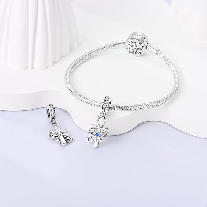 MULA 925 Sterling Silver Charms for Bracelets and Necklaces Family Letters Dangle Pendants Airplane Travel Beads Family Tree Jewelry Charms for Women