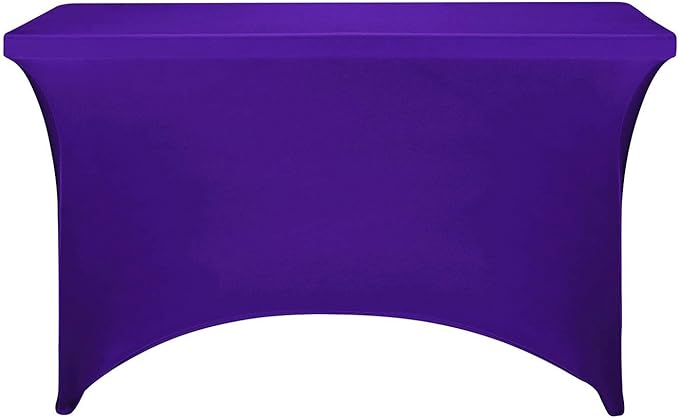 FORLIFE 2Pack Spandex Table Covers，Fitted Tablecloth for Rectangular Tables, Stretch Patio Table Covers, Universal Spandex Table Cover for Wedding, Banquet, Party (4ft, Purple)