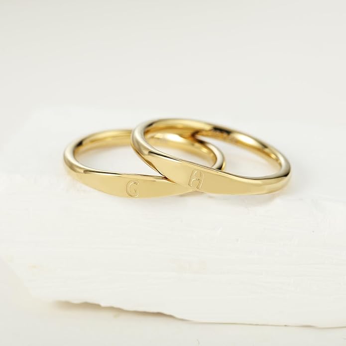 Gold Initial Rings for Women Non Tarnish Thumb Rings for Teen Girls 14K Gold plated for Women