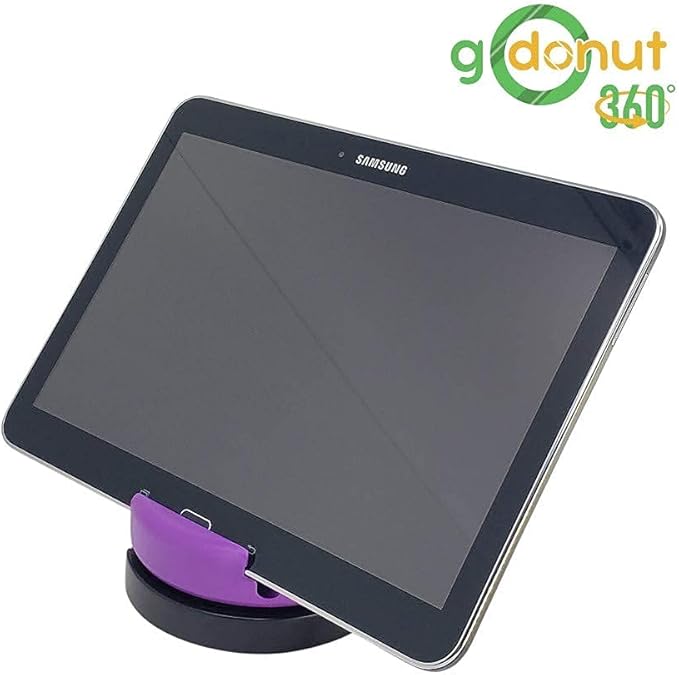 GoDonut – Phone Stand 360 Swivel – Cell Phone Holder + iPad Stand Desk Organizer - Compatible with Tablet, iPhone, Kindle & Most Smartphones – Purple