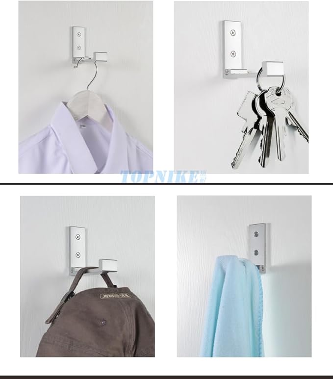 Folding Coat Hooks, Foldable Wall Hooks for Hanging Aluminum Alloy Cloth Hanger Coat Hanger Headphones Holder Headset Wall Hanger Hook- Pack of 2 (Silver)