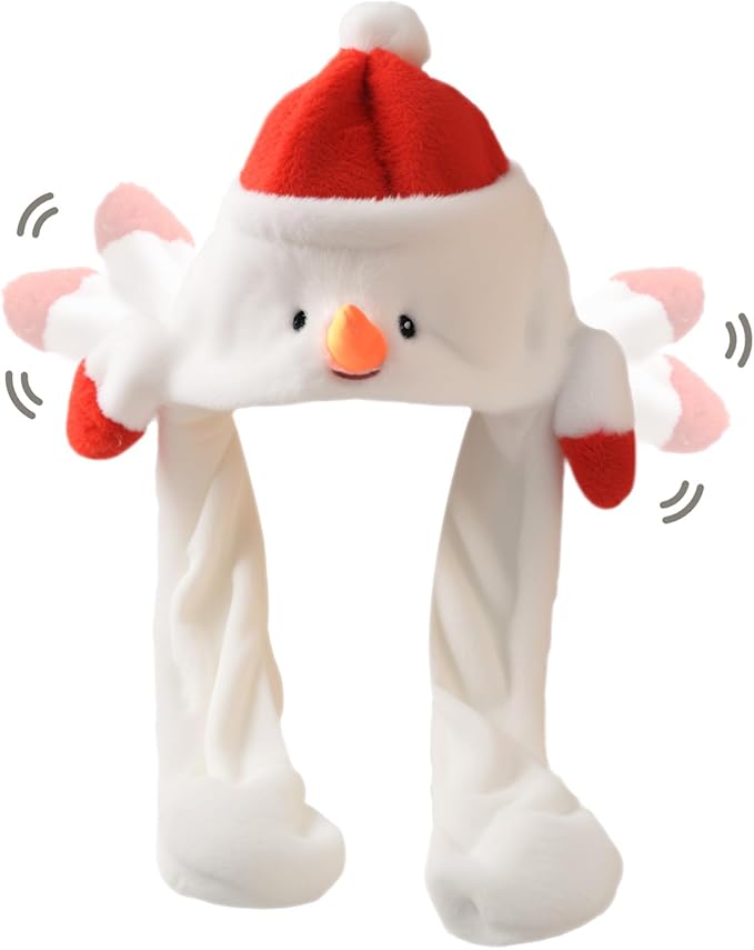 Plush Ear Moving Jumping Hat,Cute Fluffy Cap, Soft Warm HeadWear