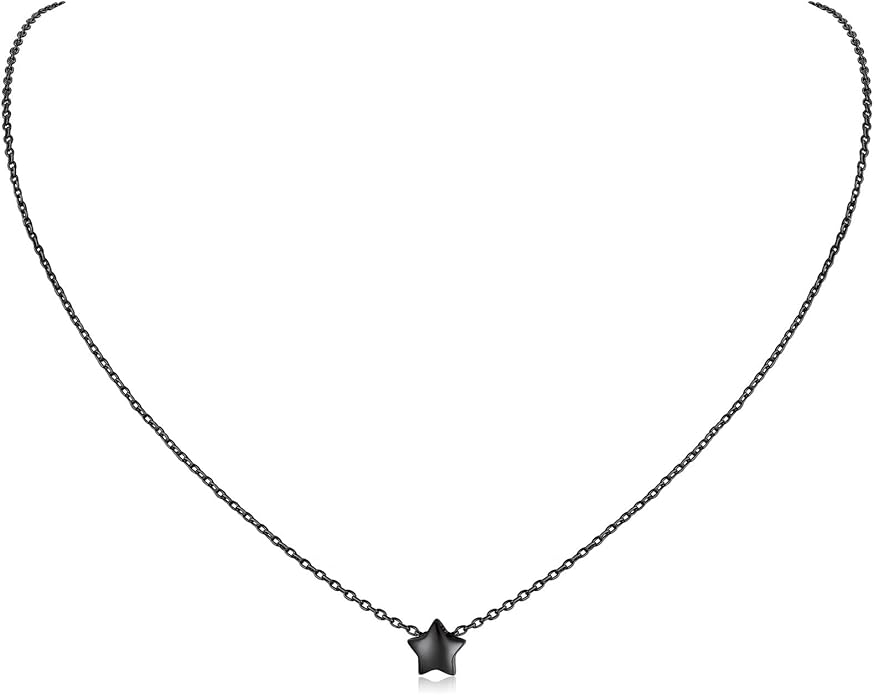 ChicSilver Personalized 925 Sterling Silver Dainty Small Heart/Star/Moon/Dot/Triangle Pendant Necklace for Women, Silver/Gold/Rose Gold/Black (with Gift Box)