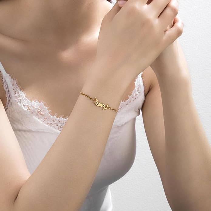Luxury Gold bracelet for Women,18K monogram Exquisite monogram interwoven Charm Bracelet for Women Gold Jewelry Gifts