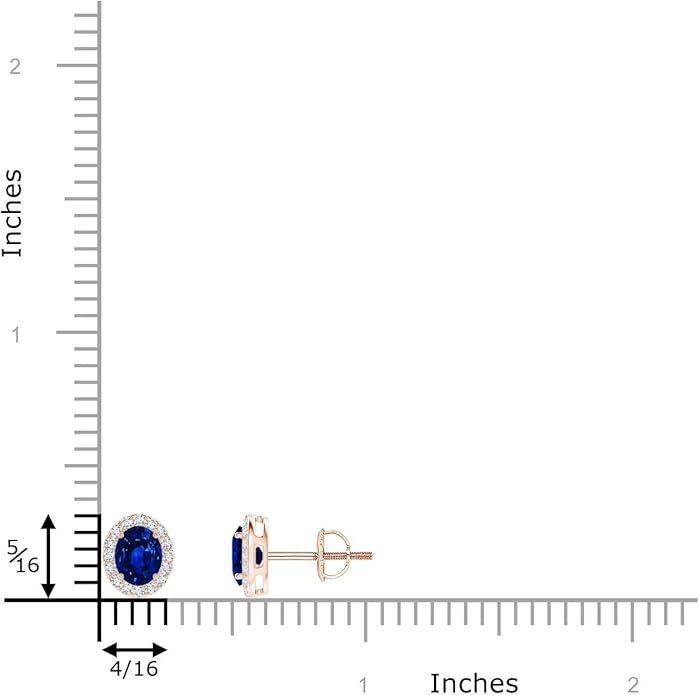 ANGARA Natural Blue Sapphire Earrings for Women | Prong-Set Oval Blue Sapphire Stud Earrings with Diamond Halo in 14K Solid Gold/Platinum | September Birthday, Anniversary, Gemstone Jewellery Gift