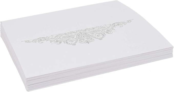 Paisley Place Cards, Silver (Choose Color), Set of 25, Pre-cut and Scored - Wedding, Party, Dinner, and Special Events - Made in the USA