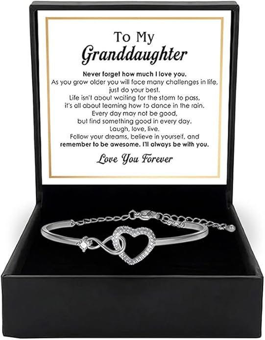 To My Granddaughter - Infinity Heart Bracelet Gift with Meaningful Card, Granddaughter Gifts from Grandma & Grandpa, Elegant Silver Jewelry for Birthday, Graduation, Christmas.