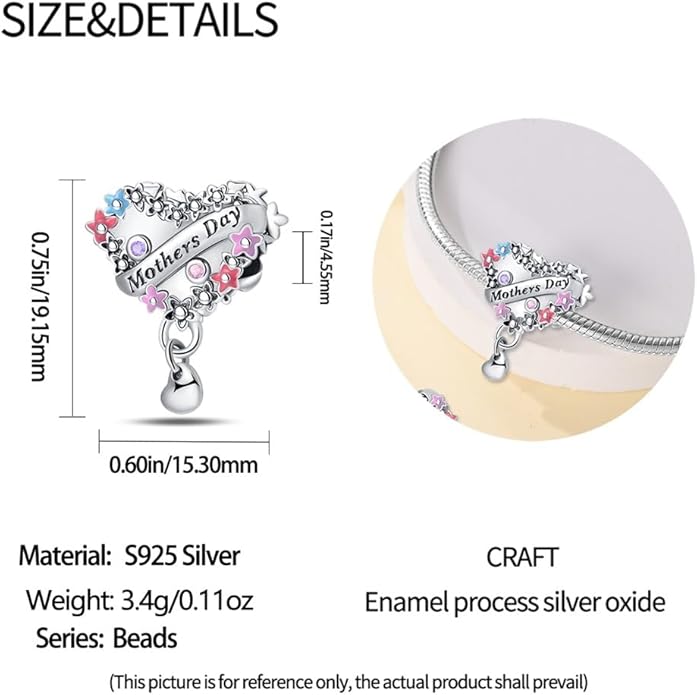 LIGHTDOG 925 Sterling Silver Charm fits Pandora Charm Bracelet Necklaces Pendant Bead Charms Jewelry Gift for Women Family Friends