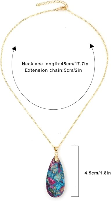 Stone Necklaces for Women Teardrop Gemstone Pendant Necklace Natural Stone Chain Necklaces