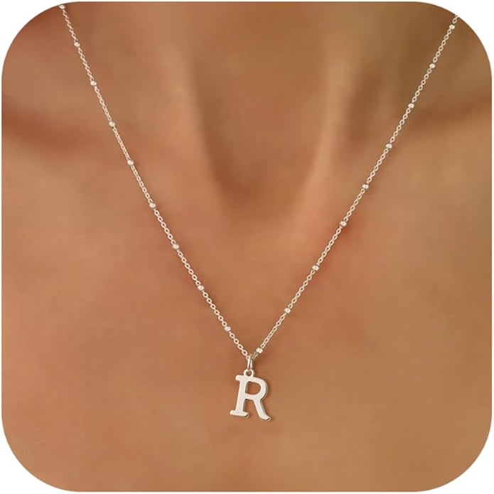 Valentines Gifts for Her Women - Initial Necklaces for Women Dainty 14k Gold Plated A-Z Letter Pendant Name Necklaces Cute Charm Choker Fashion Accessories Non Tarnish Trendy Jewelry Gift